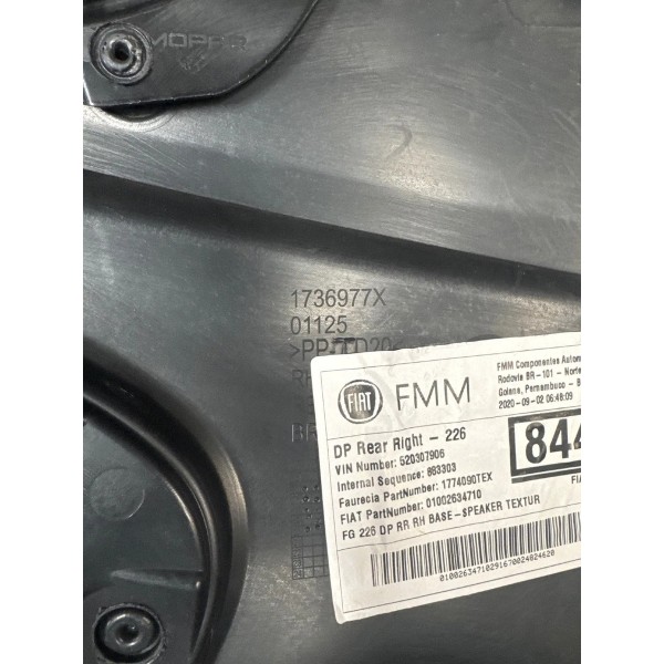 Forro Porta Traseira Direita Fiat Toro 2020 Original